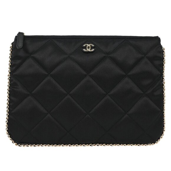 Chanel Black Satin Clutch Bag 115645 - Picture 1 of 9